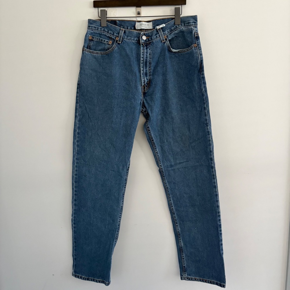 Levis 505 Regular Fit Jeans Blue Denim W36 L34 Mens